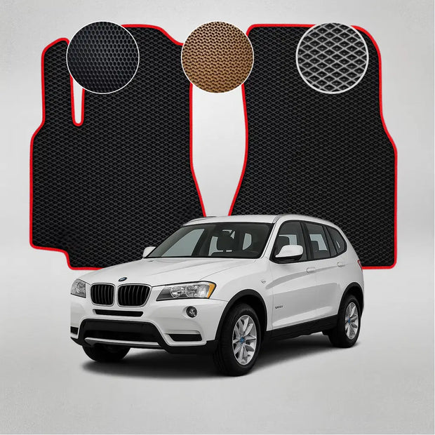 EVA grindų kilimėliai BMW X3 F25 antros kartos krosoveriui (2010–2014 m.)